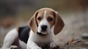 small beagle puppy laying on the ground