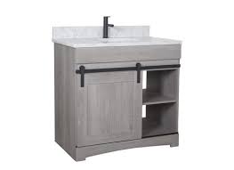 Click to add item tuscany® 37 x 22 white square vanity top to the compare list. Dakota 36 W X 21 5 8 D Sliding Barn Door Bathroom Vanity Cabinet At Menards