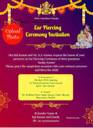 ear piercing ceremony invitation ecard