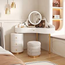 affordable luxury white corner makeup table