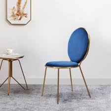 This chair set uses steel as frame and we specially reinforced the steel bars to make it super solid and stable, which make it has a much. Modern Lovely Round Blue Velvet Upholstered Gold Dining Room Chair Metal Frame Set Of 2 Gold Dining Room Gold Dining Gold Dining Room Chair