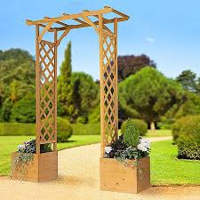 Wooden Garden Arch With Planters By
