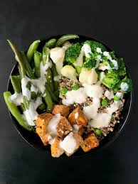 vegan protein buddha bowl with soy