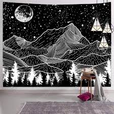 Moon Mountain Tapestry Wall Hanging