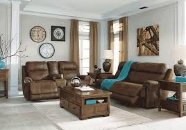 austere brown reclining sofa set