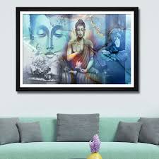 Buy Blue Colour Buddha Canvas Painting