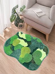 cute green moss bathroom rug thick