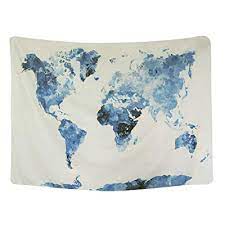 Bleum Cade Blue Watercolor World Map