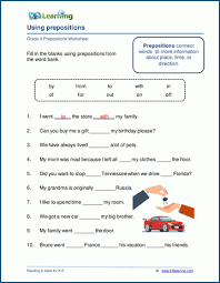 What are the prepositions of time? Writing With Prepositions Worksheets K5 Learning