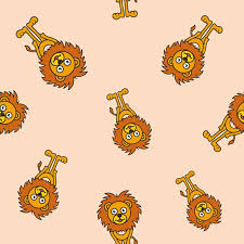 cute lion cartoon free vector pattern