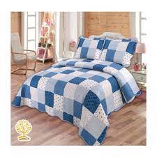 blue patchwork quilt set