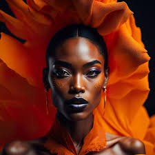 orange makeup on a dark background