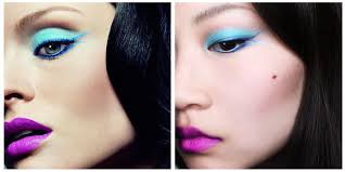 blue double winged eye makeup