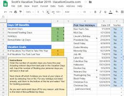 Vacation Days Tracker Spreadsheet Template Google Sheets
