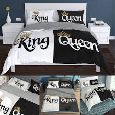 Queen and king bedroom furniture sets, expertly designed and crafted for luxurious comfort, include the bed, nightstand and dresser with mirror. Crown Creative Couple Lover Luxury White Black Bedding Set Valuzogear