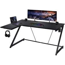 It has a beautiful symmetrical design with a gorgeous smoked glass top that is sure to wow anybody who sees it. Computer Gaming Desk L Shaped Corner Computer Table Writing Pc Laptop Table Workstation Widen Space Office Home Gaming Desk Multi Functional Walmart Com Walmart Com