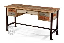 If you like wood and metal desk, you might love these ideas. Hoot Judkins Furniture Ifd Pine Wood Rustic 5 Drawer Writing Desk With Metal Legs In Multi Colored Finish
