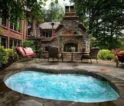 Stone Patio With Hot Tub Outdoor