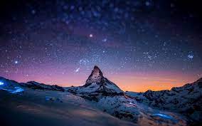 Snow mountains night sky stars 4K HD ...