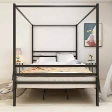black metal queen canopy bed frame