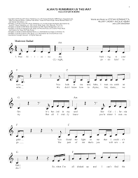 Always Remember Us This Way (from A Star Is Born) Sheet Music | Lady Gaga |  Lead Sheet / Fake Book