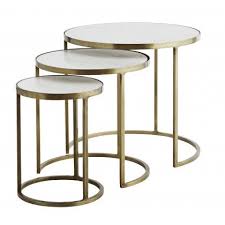 13.6 l x 13.6 w x 24 h classic and elegant look: White Marble Round Nesting Tables Set Of Three Round Nesting Side Tables In A Brass Coloured Nesting Coffee Tables White Marble Side Table Marble Side Tables