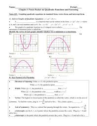 notes packet on quadratic functions