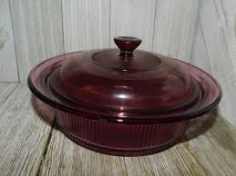 Cranberry Glass Casserole Dish With Lid