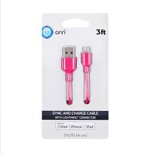 Onn 3 Sync And Charge Cable With Lightning Connector Pink Walmart Com Walmart Com