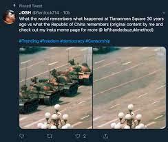 En 1989, david chen era un estudiante universitario que se unió a las manifestaciones por la democracia en la plaza de tianmen en pekín. Silence Meet Satire Netizens Meme Makers Take On Tiananmen Blackout Coconuts Hong Kong