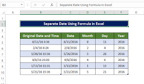 separate date in excel using formula