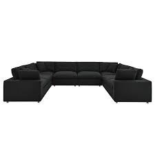 Modway Commix Down Filled Overstuffed 8 Piece Sectional Sofa Black