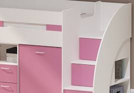 Pink Mid Sleeper Bed With Stairs