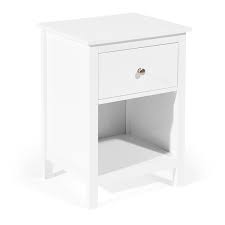 The bedside cabinet features one drawer and a cupboard, both have metal brass effect ring handles. Otto One Drawer Nightstand