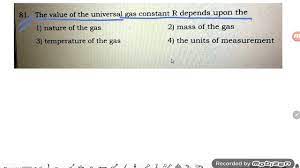 the value of universal gas constant R depends upon the - YouTube