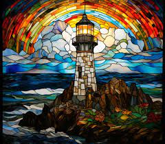 Lighthouse Window Cling Faux Stained