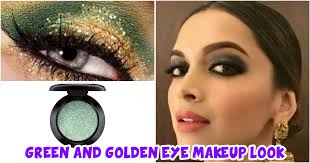 green eye makeup with some gold tutorial