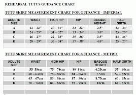 Measurement Chart Guide For Choosing Rehearsal Tutu Skirts