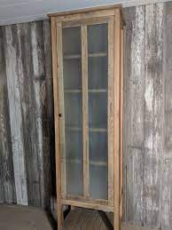Rustic Linen Cabinet With Glass Door