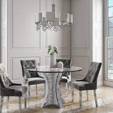 Manufacturers construct dining sets from a variety of materials depending on the style and intended. Jade Boutique Round Mirrored Dining Table With 4 Chairs In Grey Bun Jad003 75129 Ebay