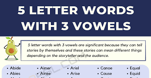 5 letter words with 3 vowels in english