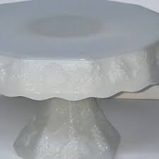 Milk Glass Pedestal Cake Plate Stand