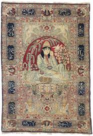 antique persian kerman pictorial rug 74336