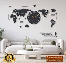 World Map Clock Wall Clocks 1078403067