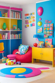 Colorful Wall Decals Bean Bags And Shelves