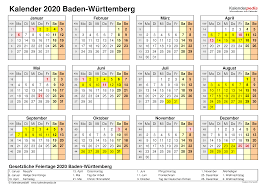 Dann halte den kalender bereit und schau mal hier: Kalender 2020 Baden Wurttemberg Ferien Feiertage Excel Vorlagen