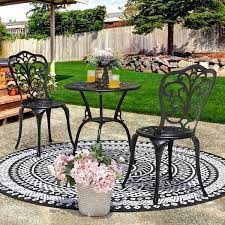 Nuu Garden 3 Piece Cast Aluminum Patio Bistro Set Rust Proof Outdoor Furniture Set