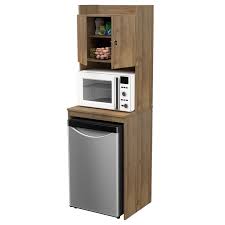 Make use of wasted space above your mini fridge with this attractive over the refrigerator storage piece. Inval Engineered Wood Mini Refrigerator Microwave Storage Cabinet In Brown Al 4813