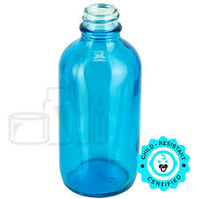 Blue Glass Boston Round Bottle