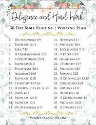 Diligence And Hard Work 30 Day Bible Reading Plan Writing